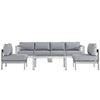 Modway Shore 5 Piece Outdoor Patio Aluminum Sectional Sofa Set