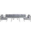 Modway Shore 6 Piece Outdoor Patio Aluminum Sectional Sofa Set