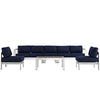 Modway Shore 6 Piece Outdoor Patio Aluminum Sectional Sofa Set