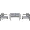 Modway Shore 4 Piece Outdoor Patio Aluminum Sectional Sofa Set