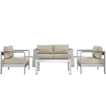 Modway Shore 6 Piece Outdoor Patio Aluminum Sectional Sofa Set