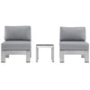 Modway Shore 3 Piece Outdoor Patio Aluminum Sectional Sofa Set