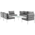 Modway Harmony 7 Piece Outdoor Patio Aluminum Sectional Sofa Set