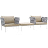 Modway Harmony 3 Piece Outdoor Patio Aluminum Sectional Sofa Set