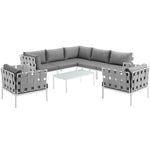 Modway Harmony 8 Piece Outdoor Patio Aluminum Sectional Sofa Set