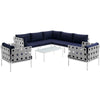Modway Harmony 8 Piece Outdoor Patio Aluminum Sectional Sofa Set