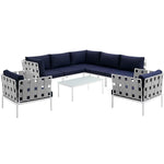 Modway Harmony 8 Piece Outdoor Patio Aluminum Sectional Sofa Set