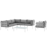 Modway Harmony 7 Piece Outdoor Patio Aluminum Sectional Sofa Set