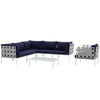 Modway Harmony 7 Piece Outdoor Patio Aluminum Sectional Sofa Set