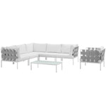 Modway Harmony 7 Piece Outdoor Patio Aluminum Sectional Sofa Set