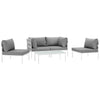 Modway Harmony 5 Piece Outdoor Patio Aluminum Sectional Sofa Set