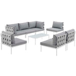 Modway Harmony 8 Piece Outdoor Patio Aluminum Sectional Sofa Set