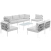 Modway Harmony 8 Piece Outdoor Patio Aluminum Sectional Sofa Set