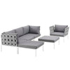 Modway Harmony 6 Piece Outdoor Patio Aluminum Sectional Sofa Set