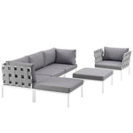 Modway Harmony 6 Piece Outdoor Patio Aluminum Sectional Sofa Set