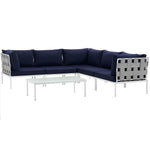 Modway Harmony 6 Piece Outdoor Patio Aluminum Sectional Sofa Set