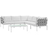 Modway Harmony 6 Piece Outdoor Patio Aluminum Sectional Sofa Set