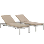 Modway Shore 3 Piece Outdoor Patio Aluminum Chaise with Cushions