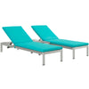 Modway Shore 3 Piece Outdoor Patio Aluminum Chaise with Cushions