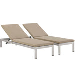 Modway Shore Chaise with Cushions Outdoor Patio Aluminum Set of 2