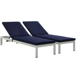 Modway Shore Chaise with Cushions Outdoor Patio Aluminum Set of 2