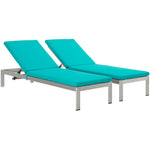 Modway Shore Chaise with Cushions Outdoor Patio Aluminum Set of 2
