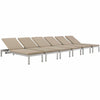 Modway Shore Chaise with Cushions Outdoor Patio Aluminum Set of 6