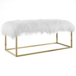 Modway Anticipate White Sheepskin Bench