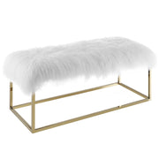 Modway Anticipate White Sheepskin Bench