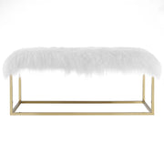 Modway Anticipate White Sheepskin Bench