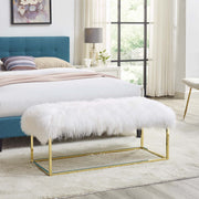 Modway Anticipate White Sheepskin Bench