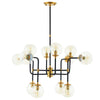 Modway Ambition Amber Glass And Antique Brass 12 Light Pendant Chandelier