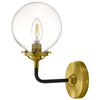Modway Reckon Amber Glass and Brass Wall Sconce Light