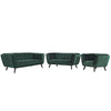 Modway Bestow 3 Piece Performance Velvet Sofa Loveseat and Armchair Set