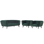 Modway Bestow 3 Piece Performance Velvet Sofa and Armchair Set