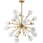 Modway Constellation White Glass and Brass Pendant Chandelier