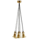 Modway Peak Brass Cone and Glass Globe Cluster Pendant Chandelier