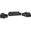 Modway Loft 3 Piece Leather Sofa Loveseat and Armchair Set