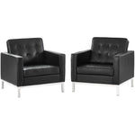 Modway Loft 2 Piece Leather Armchair Set