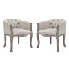 Modway Crown Vintage French Upholstered Fabric Dining Armchair Set of 2