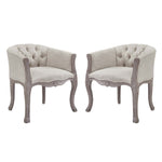 Modway Crown Vintage French Upholstered Fabric Dining Armchair Set of 2