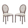 Modway Arise Vintage French Upholstered Fabric Dining Side Chair Set of 2