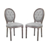 Modway Arise Vintage French Upholstered Fabric Dining Side Chair Set of 2