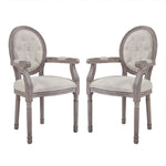 Modway Arise Vintage French Upholstered Fabric Dining Armchair Set of 2