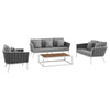 Modway Stance 4 Piece Outdoor Patio Aluminum Sectional Sofa Set