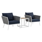 Modway Stance 3 Piece Outdoor Patio Aluminum Sectional Sofa Set