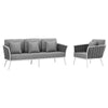 Modway Stance 2 Piece Outdoor Patio Aluminum Sectional Sofa Set