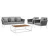 Modway Stance 4 Piece Outdoor Patio Aluminum Sectional Sofa Set