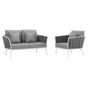 Modway Stance 2 Piece Outdoor Patio Aluminum Sectional Sofa Set