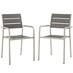 Modway Shore Outdoor Patio Aluminum Dining Rounded Armchair Set of 2